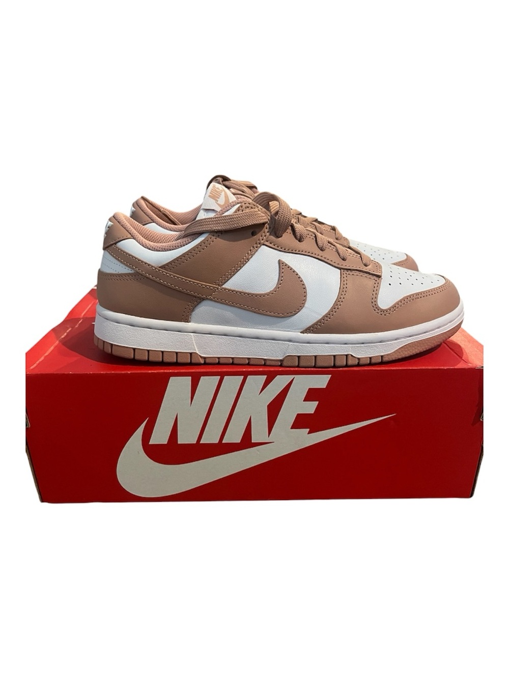 New in box women’s Nike Dunk Low White/Rose Whisper size 8.5